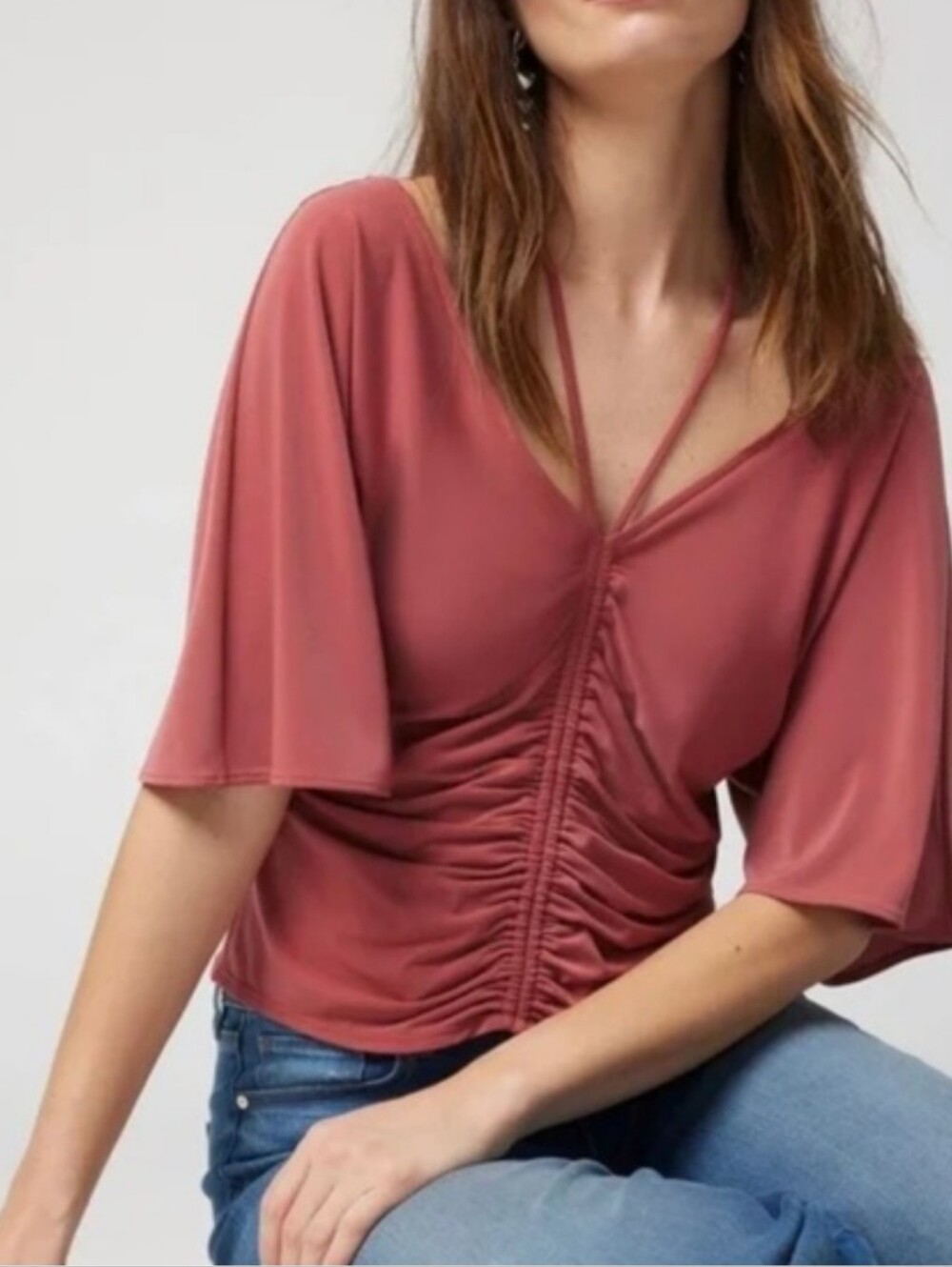 White House Black Market Tie-detail  Cropped Blouse in Sienna Size M